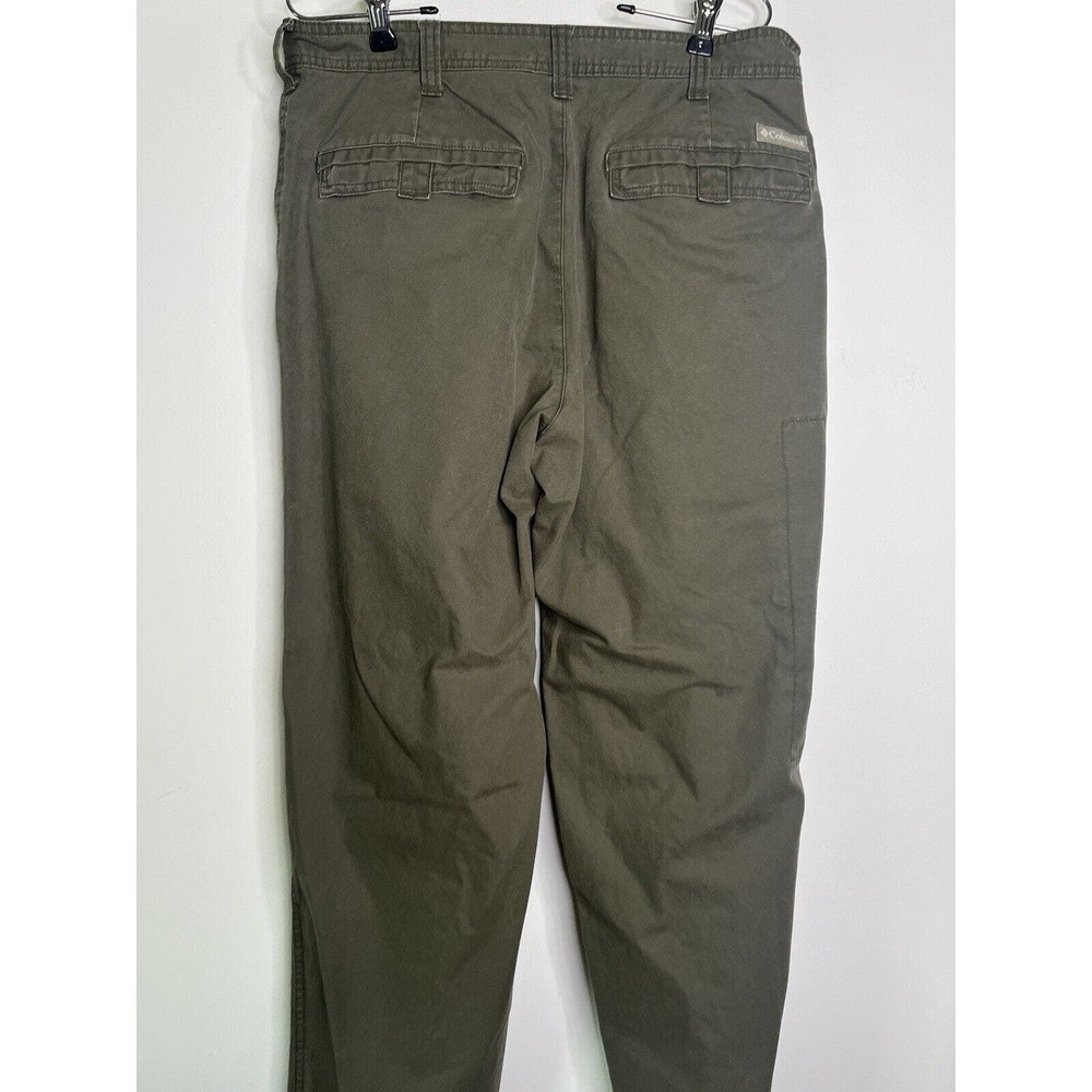 Columbia Cargo Pants Work Sz 32 Zipper Side Pockets Army Green - Picture 6 of 9
